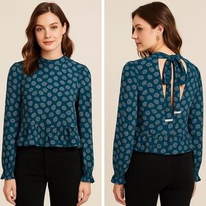 Michael Kors blouse with tie at neck & open in back.